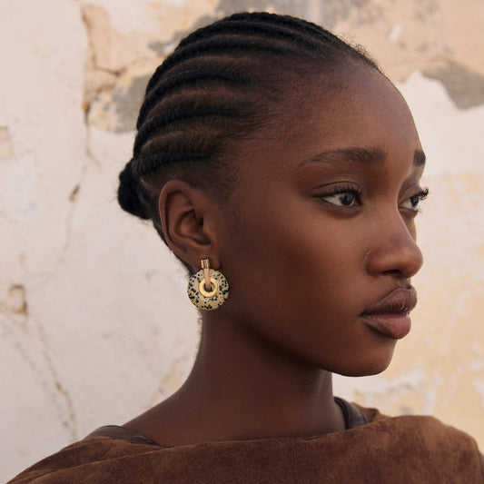 OUSIA EARRINGS Beige Dalmation Jasper